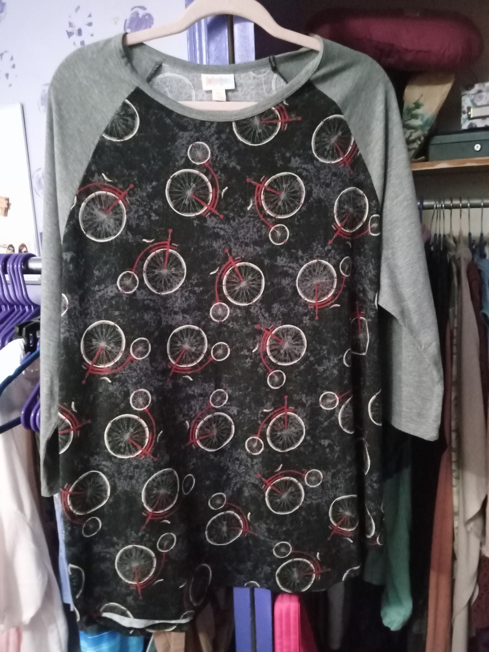 LuLaRoe Multicolor Logo Gray Top
